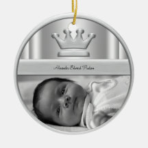 Ornement argenté de photo de bébé de prince Crown