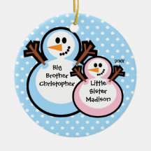 Ornement de frère de bonhomme de neige et de Noël 