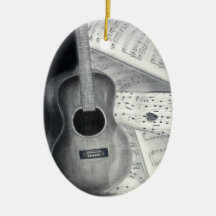 Ornement de musique de guitare et de feuille