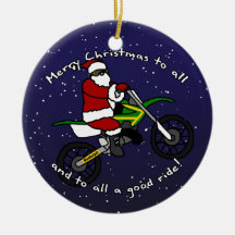 Ornement de Noël de Père Noël de vélo de saleté