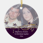 Ornement de photo de Noël du couple de mariage ęr