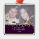 Ornement de photo de Noël du couple de mariage ęr