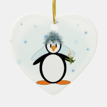 Ornement de pingouin de jeune mariée et de marié