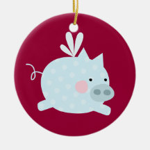 Ornement de porc d'ange bleu