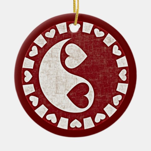 Ornement de ROUGE de COEURS de YIN YANG