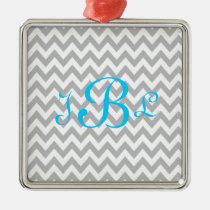 Ornement gris et blanc de monogramme de Chevron ornements