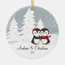 Ornement mignon de Noël d'amour de couples de ping