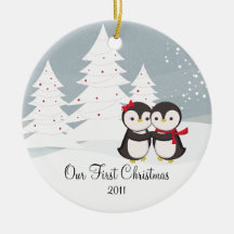 Ornement mignon de Noël d'amour de couples de ping