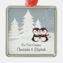Ornement mignon de Noël d'amour de couples de ping