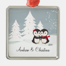 Ornement mignon de Noël d'amour de couples de ping