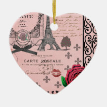 Ornement romantique de coeur de collage rose vinta