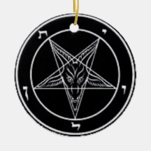 Ornement rond noir et blanc de Baphomet