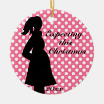 Ornement rose de grossesse de point de polka ornements