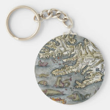 Ortelius Map Sea Monsters Keychain