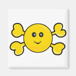 os croisés souriants de jaune de crâne de visage magnets pour réfrigérateur