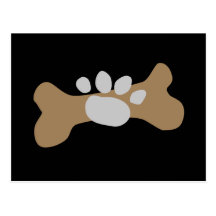 Os et empreinte de patte de chien cartes postales