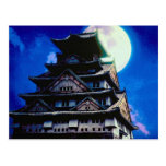 Osaka Castle, Japan with moon Postcards