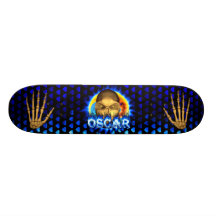 Oscar skull blue fire Skatersollie skateboard
