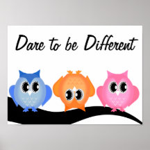 Osez être affiche au néon différente de hibou de h