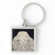 Ostrakon depicting two men fighting with keychains