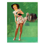 Ostrich Pin Up Post Card