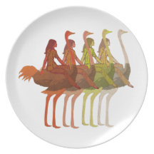 Ostrich Riding Party Plates