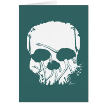 Ostrich Skull Illusion Greeting Cards