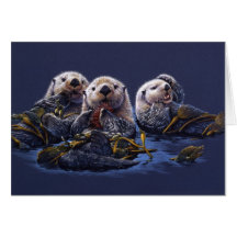 Otter Family Delight Greeting Cards