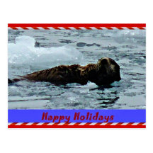 otterly Terrific Sea otter holiday postcard