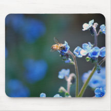 Oubliez-moi pas fleur, abeille et signification tapis de souris