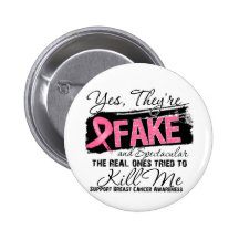Oui faux de Theyre et Spectacular - cancer du sein Pin's Avec Agrafe