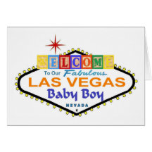 Our Fabulous Las Vegas Baby Boy Announcement Card