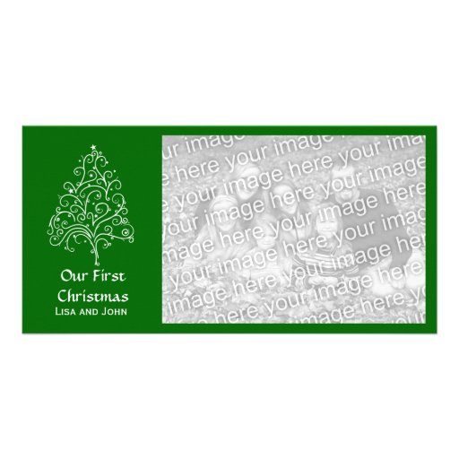 Our First Christmas Green Photo Card