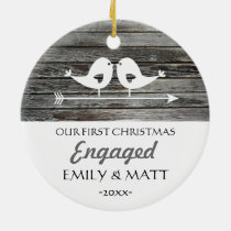 Our first Christmas ornament - love birds - rustic