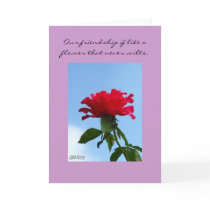 Our friendship if like a flower that never wilts cards