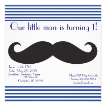 Our Little Man Mustache Birthday Invitations