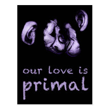 our love is primal : kissing chimps postcards