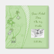 Our New Addition In Green Hues Fridge Magnets