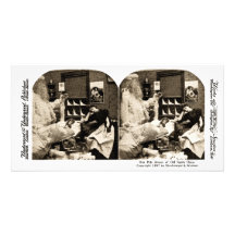 Our Pets Dream of Old Santa Claus Stereoview 1897 Photo Greeting Card