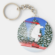 Ours blanc de ski porte-clef