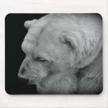 Ours blanc en noir et blanc tapis de souris