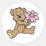 Ours de nounours avec la fleur adhésifs ronds