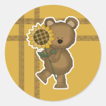 Ours de nounours mignon de tournesol autocollants