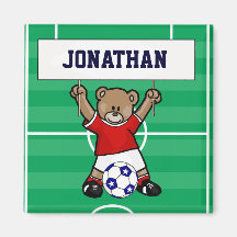 Ours de nounours mignon personnalisé du football ( aimant
