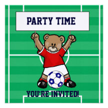 Ours de nounours mignon personnalisé du football ( faire-parts