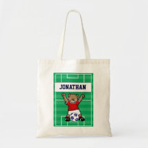 Ours de nounours mignon personnalisé du football ( sac en toile