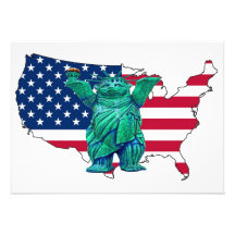 Ours de nounours, statue de Libert et de carte des Invitations Personnalisables