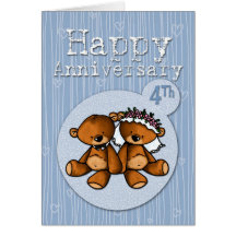 ours heureux d'anniversaire - 4 ans carte de vœux