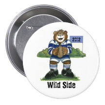 Ours masculin de rugby dans le bleu - bouton badges avec agrafe