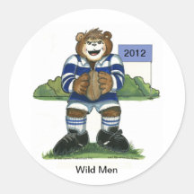 Ours masculin de rugby en vert et or autocollants